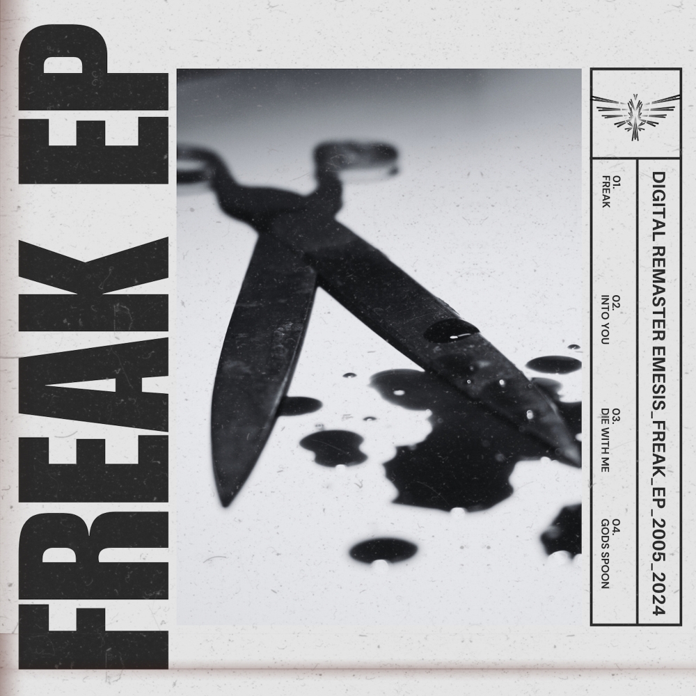 Das Cover der FREAK EP zeigt eine eine blutige Schere in einem Waschbecken.